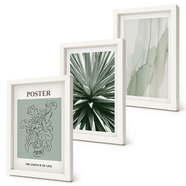 Trittico incorniciato Fantasie floreali nelle tonalità del verde e del beige