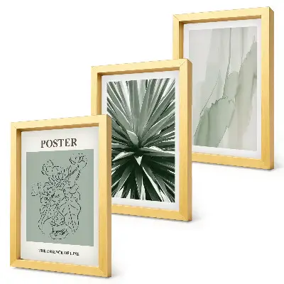 Trittico incorniciato con fantasie floreali nelle tonalità del verde e del beige