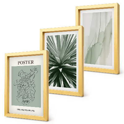 Trittico incorniciato Fantasie floreali nelle tonalità del verde e del beige