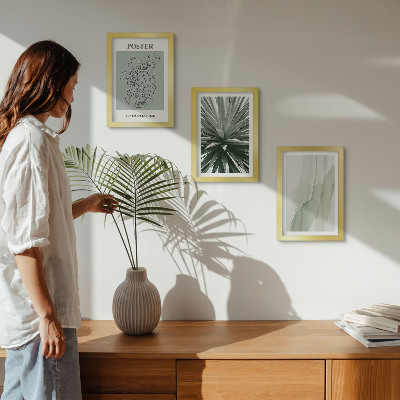 Trittico incorniciato Fantasie floreali nelle tonalità del verde e del beige