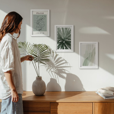 Trittico incorniciato Fantasie floreali nelle tonalità del verde e del beige