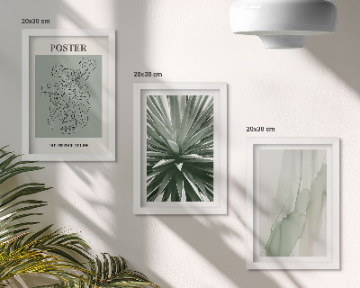 Trittico incorniciato Fantasie floreali nelle tonalità del verde e del beige