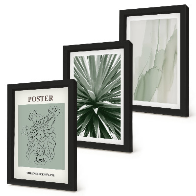 Trittico incorniciato Fantasie floreali nelle tonalità del verde e del beige
