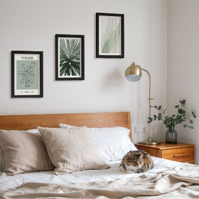 Trittico incorniciato Fantasie floreali nelle tonalità del verde e del beige
