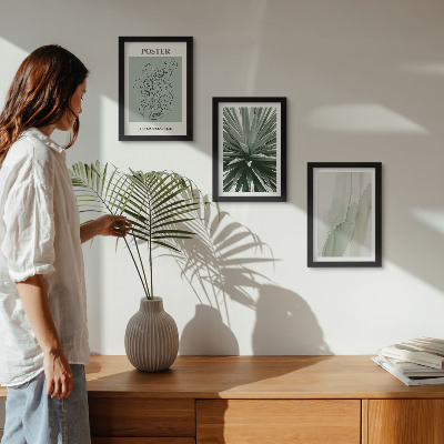 Trittico incorniciato Fantasie floreali nelle tonalità del verde e del beige