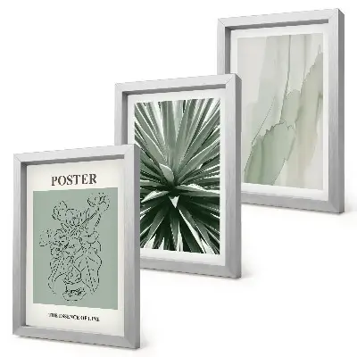 Trittico incorniciato con fantasie floreali nelle tonalità del verde e del beige