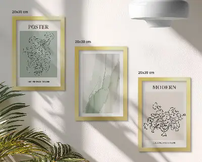 Composizione di 3 quadri con fiori in un vaso dallo stile moderno e minimalista