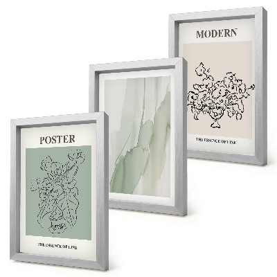 Composizione di 3 quadri Fiori in un vaso in stile moderno e minimalista