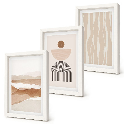 Trittico incorniciato Paesaggio astratto, forme naturali e geometria