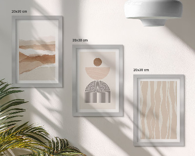 Trittico incorniciato Paesaggio astratto, forme naturali e geometria