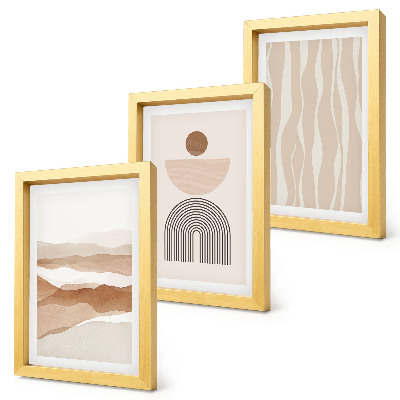 Trittico incorniciato Paesaggio astratto, forme naturali e geometria