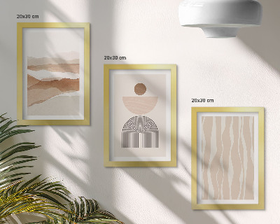 Trittico incorniciato Paesaggio astratto, forme naturali e geometria