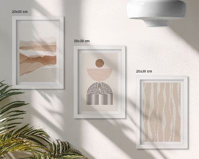 Trittico incorniciato Paesaggio astratto, forme naturali e geometria