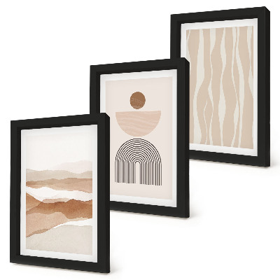 Trittico incorniciato Paesaggio astratto, forme naturali e geometria