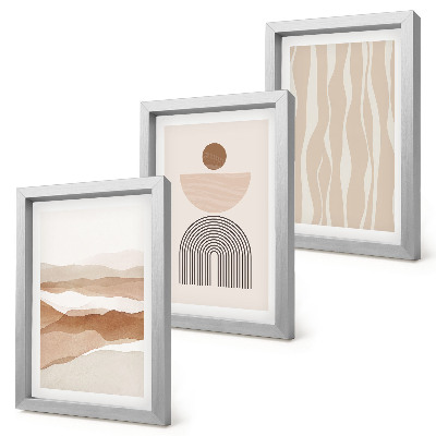Trittico incorniciato Paesaggio astratto, forme naturali e geometria