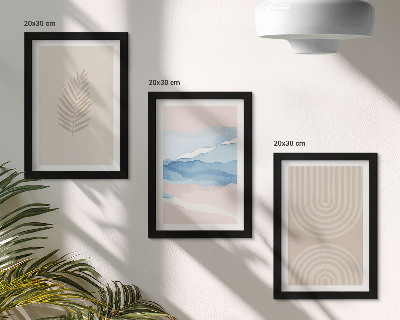 Composizione di 3 quadri Foglie e onde nelle tonalità del beige e del blu
