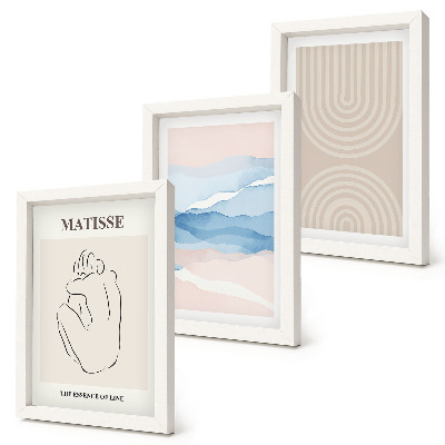 Composizione di 3 quadri Linee e onde in tonalità pastello con un tocco minimalista