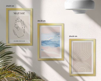 Composizione di 3 quadri Linee e onde in tonalità pastello con un tocco minimalista