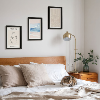 Composizione di 3 quadri Linee e onde in tonalità pastello con un tocco minimalista