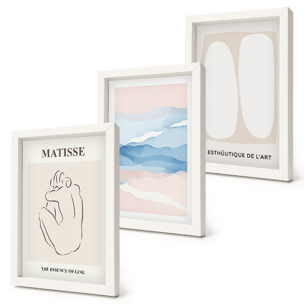 Trittico incorniciato Le forme astratte e i colori delicati di Matisse