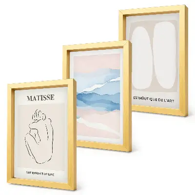 Trittico incorniciato ispirato alle forme astratte e ai colori delicati di Matisse