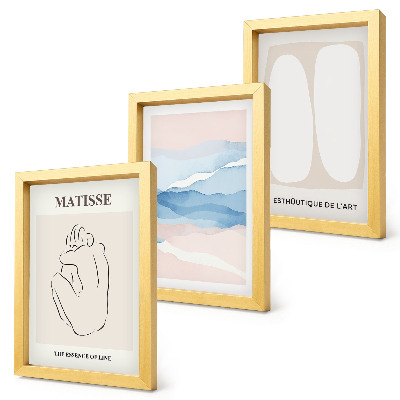 Trittico incorniciato Le forme astratte e i colori delicati di Matisse
