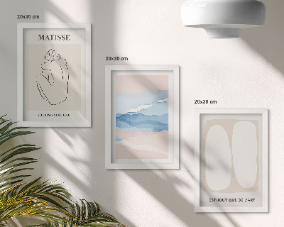 Trittico incorniciato Le forme astratte e i colori delicati di Matisse