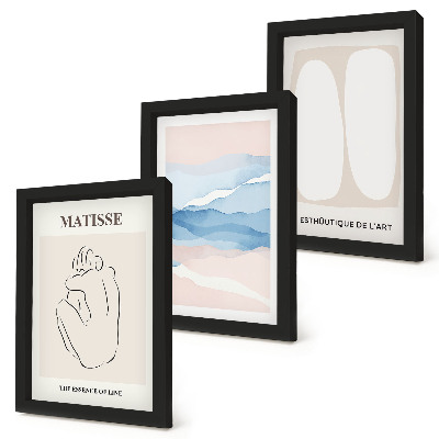 Trittico incorniciato Le forme astratte e i colori delicati di Matisse