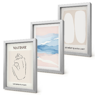 Trittico incorniciato Le forme astratte e i colori delicati di Matisse