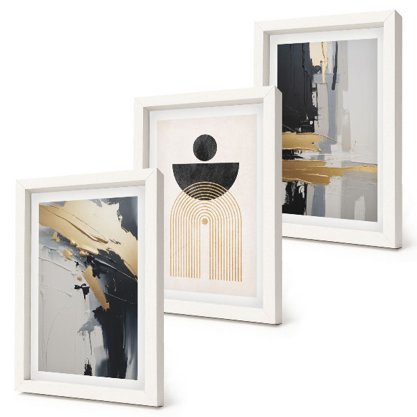 Composizione di 3 quadri Composizione geometrica astratta ed elegante