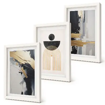 Composizione geometrica astratta ed elegante set di 3 quadri
