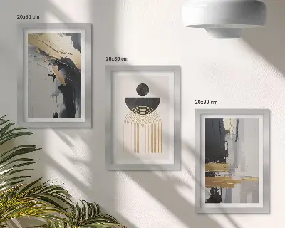 Composizione geometrica astratta ed elegante set di 3 quadri