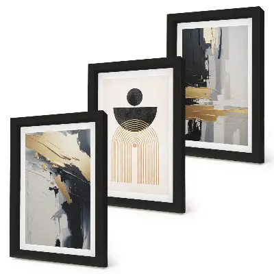 Composizione geometrica astratta ed elegante set di 3 quadri