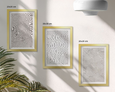 Composizione di 3 quadri Disegni nella sabbia, strutture geometriche lineari