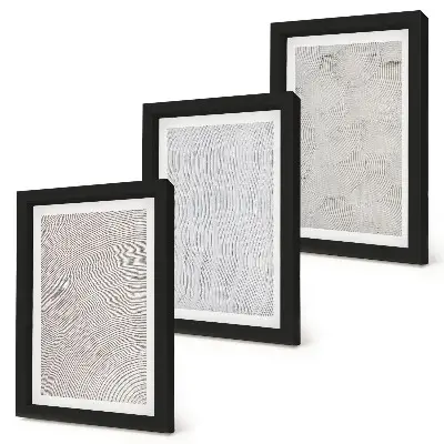 Composizione di 3 quadri disegni nella sabbia con strutture geometriche lineari