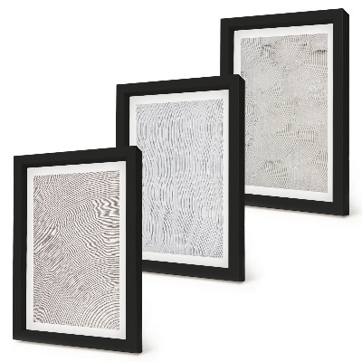 Composizione di 3 quadri Disegni nella sabbia, strutture geometriche lineari