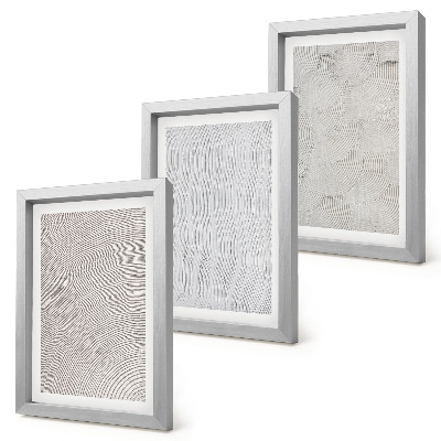 Composizione di 3 quadri Disegni nella sabbia, strutture geometriche lineari