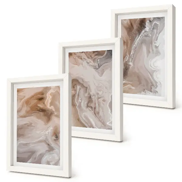 Composizione di 3 quadri con texture di pietra e motivi astratti effetto marmo
