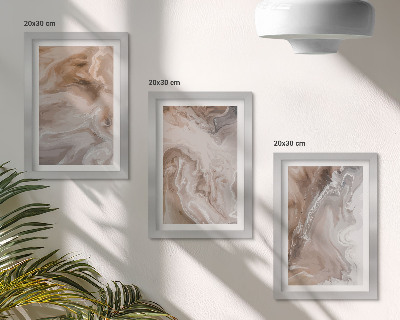 Composizione di 3 quadri Texture di pietra, motivi astratti effetto marmo