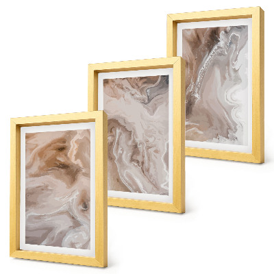 Composizione di 3 quadri Texture di pietra, motivi astratti effetto marmo