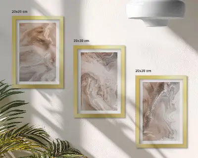 Composizione di 3 quadri con texture di pietra e motivi astratti effetto marmo