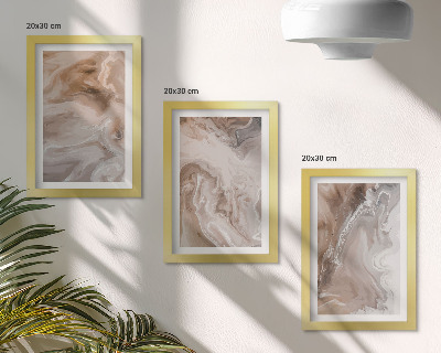Composizione di 3 quadri Texture di pietra, motivi astratti effetto marmo