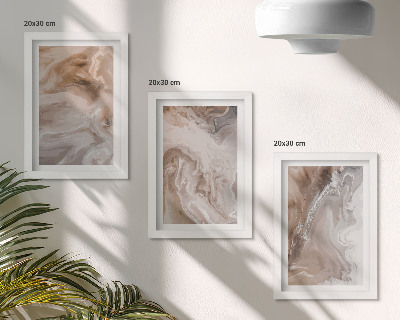 Composizione di 3 quadri Texture di pietra, motivi astratti effetto marmo