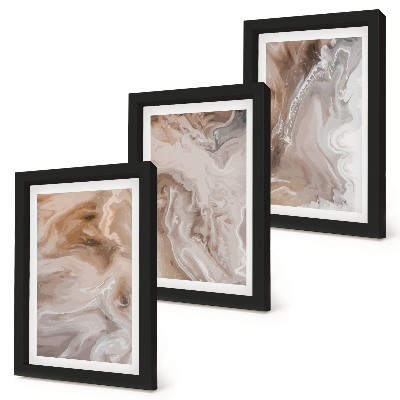 Composizione di 3 quadri Texture di pietra, motivi astratti effetto marmo
