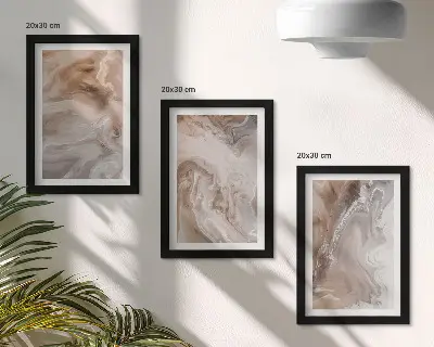 Composizione di 3 quadri con texture di pietra e motivi astratti effetto marmo