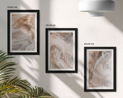 Composizione di 3 quadri Texture di pietra, motivi astratti effetto marmo