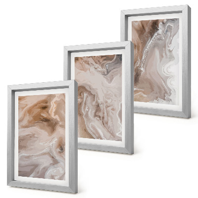 Composizione di 3 quadri Texture di pietra, motivi astratti effetto marmo
