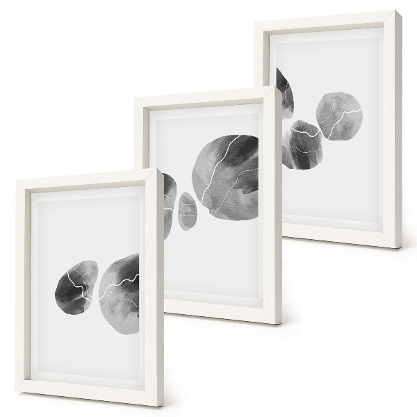 Composizione di 3 quadri Macchie di pittura, pittura astratta minimalista