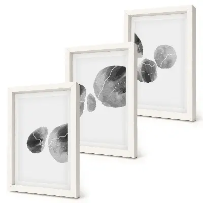 Composizione di 3 quadri con macchie di pittura astratta minimalista