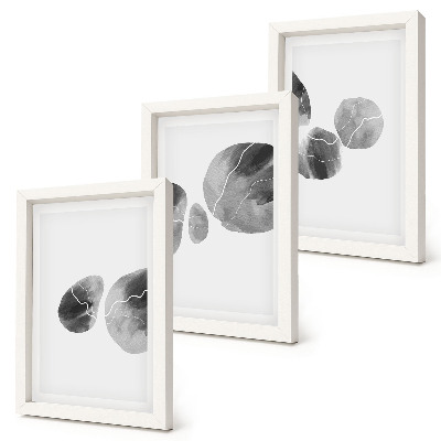 Composizione di 3 quadri Macchie di pittura, pittura astratta minimalista